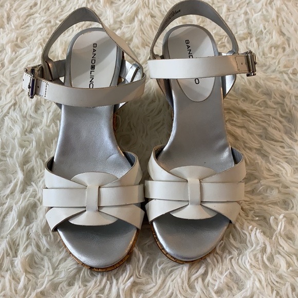 Bandilino White Wedge Cork Weaved Sole Strapped - Picture 2 of 9